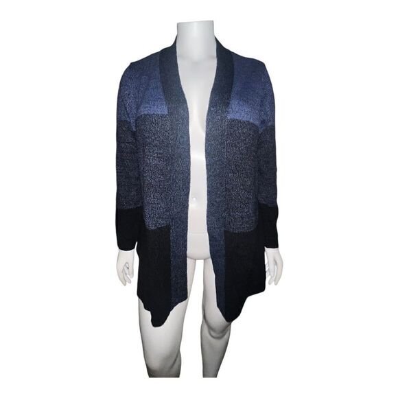 Karen Scott Plus Size Colorblocked Open-Front Cardigan Blue 1X NWT - Picture 2 of 9